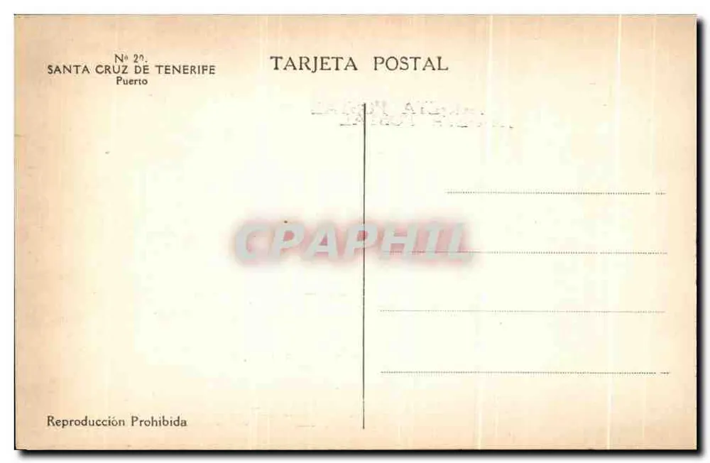 Hafen von Santa Cruz de Tenerife — Ansicht des Hafens mit Dampfschiffen und Segeln — unbekannter Verlag, Nr. 20 - Rückseite