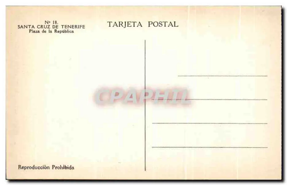 Santa Cruz de Tenerife — Plaza de la República — n° 18 - Rückseite