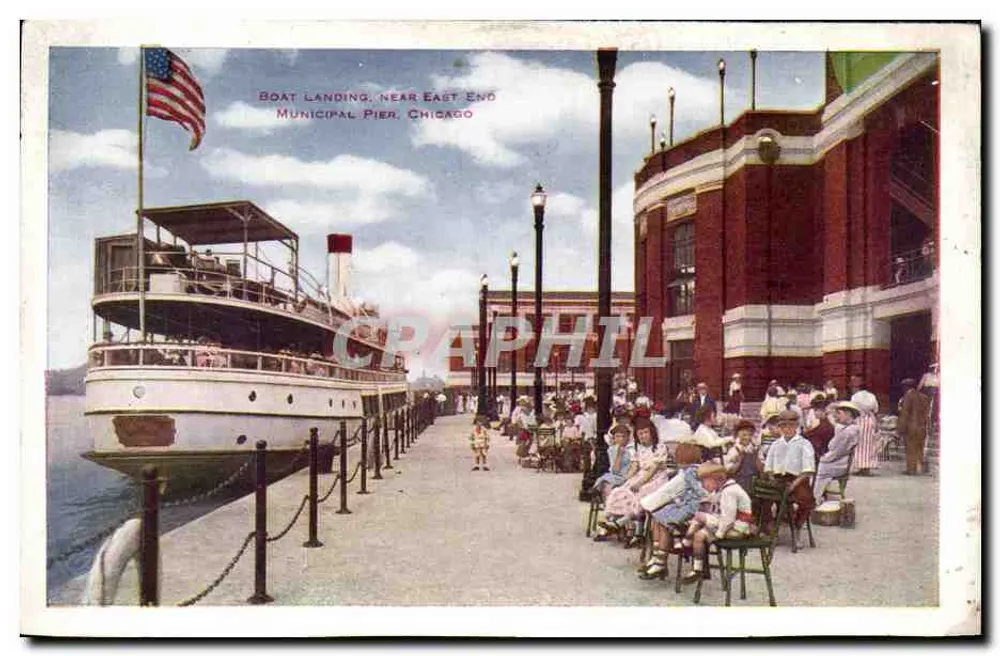Bootslandung, in der Nähe des East Ends — Gemeindepier, Chicago — unbekannter Verlag - Vorderseite