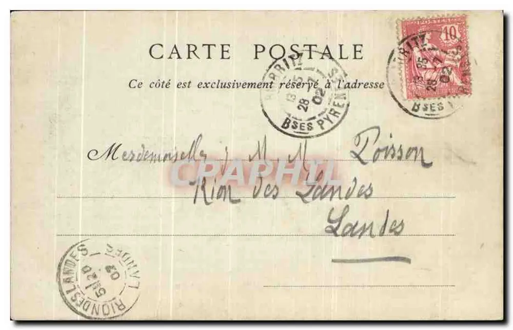Blarritz — Die Mole des Felsen der Jungfrau bei Sturm — Collections ND. Phot. - Rückseite