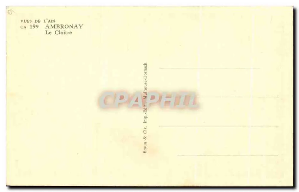 O Cloister — Ambronay — Braun & Cie, Imp. Editor, Dornach - Verso