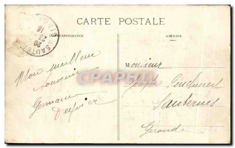 Lacanau-Océan — Un'onda durante la tempesta — Marcel Delbroy, fototipia, Bordeaux - Verso