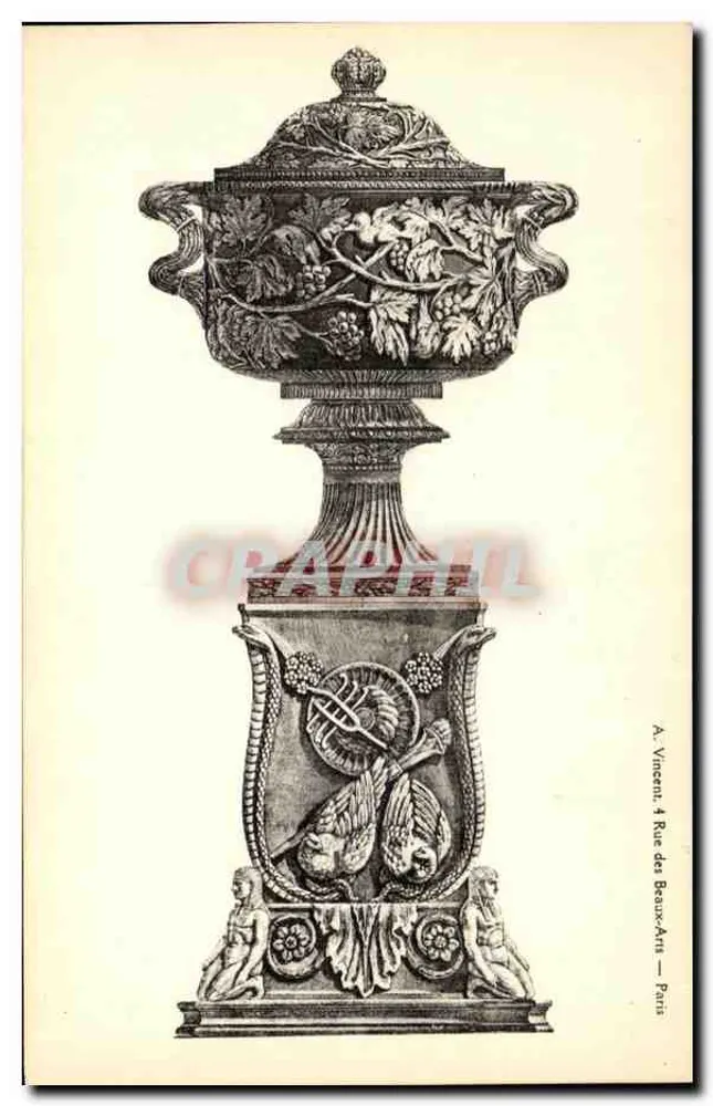 Vase decorativo a motivos vegetais — A. Vincent, 4 Rue des Beaux-Arts — Paris - Frente