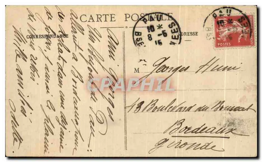Der Pic du Midi d'Ossau, gesehen von Pau (Höhe 2885 Meter) — C. C. - 176 - PAU - Rückseite