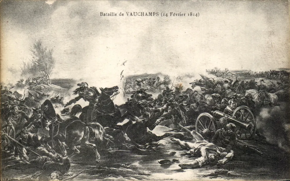 Schlacht von VAUCHAMPS — 14. Februar 1814 — J. Bourgogne, Verleger in Châru-Thierry - Vorderseite