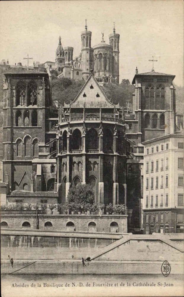 Apsiden der Basilika Notre-Dame de Fourvière und der Kathedrale St-Jean — Lyon — Verlag ND - Vorderseite
