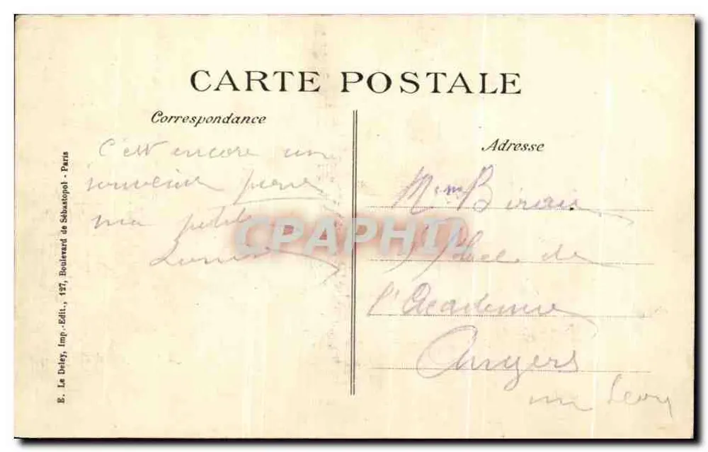 Innenraum der Kirche von NOMENY — Zerstörung nach 1914-15 — E. Le Daley, Verlag - Paris - Rückseite