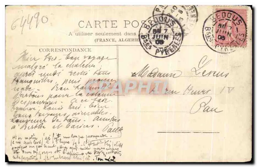 Les Pyrénées - Urdoes - Fort du Portalet — A. Villiarte, éditeur, Tarbes - Verso