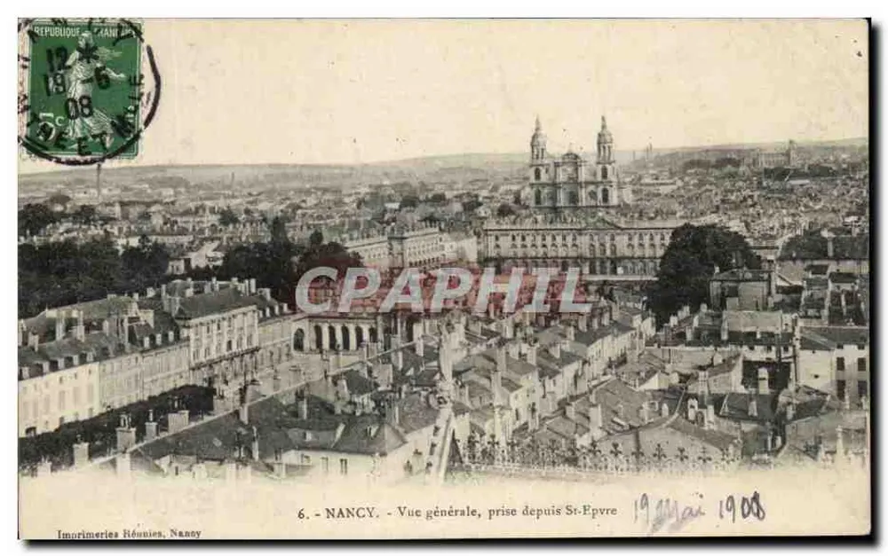 NANCY — Vista geral tirada de St-Epvre — Imprentas Reunidas, Nancy - Frente