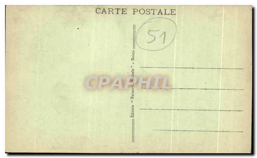 Reims - A Catedral (19 de Setembro de 1914) — Edição "Reims-Catedral" - Reims, n°51 - Verso