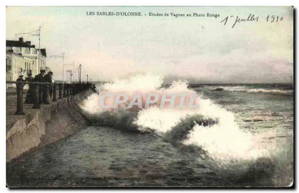 Les Sables-d'Olonne — Studien zu Wellen am Roten Leuchtturm — unbekannter Verleger - Vorderseite