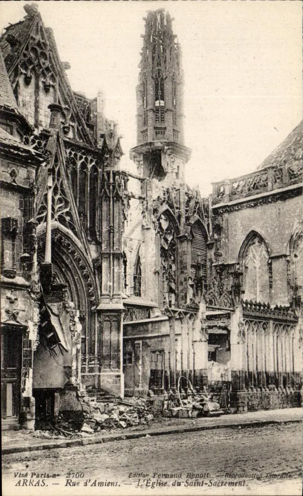 Arras — Rue d'Amiens — Ruinen der Kirche des Heiligen Sakraments — Ausgabe Fernand Benoît - Vorderseite