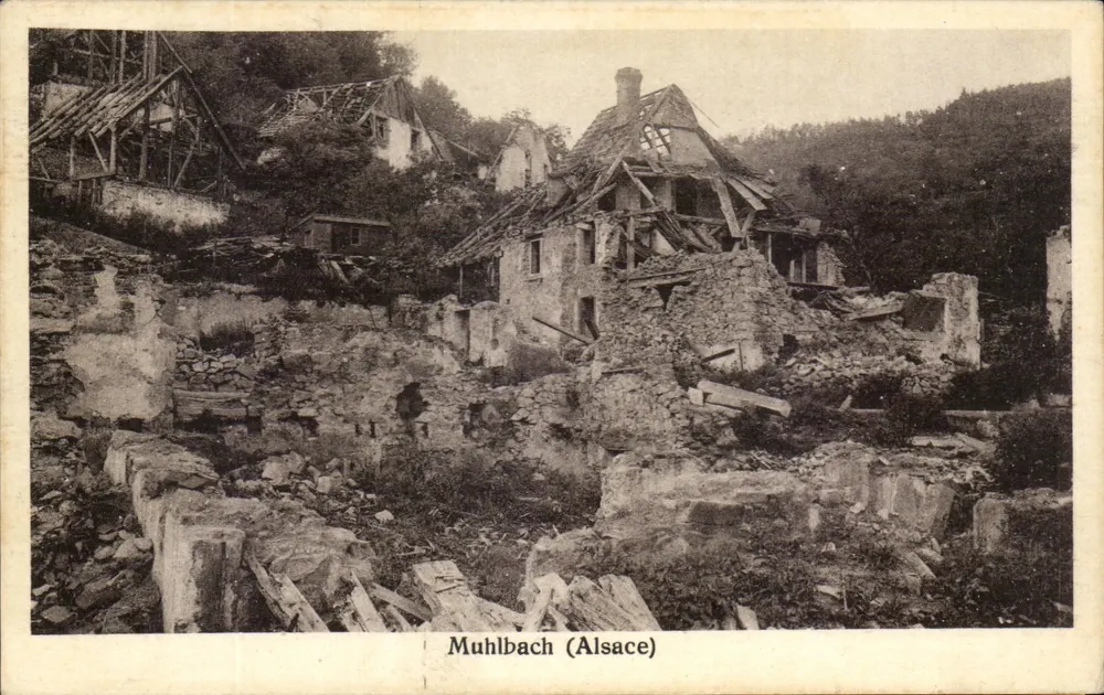 Muhlbach (Alsace) — ruínas após destruição — cliché H. Gachot, Strasbourg No. 39 - Frente