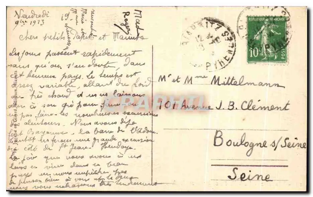 Biarritz — Villa Belza durch die Tamarisken — Unbekannter Verlag, Nr. 19 - Rückseite