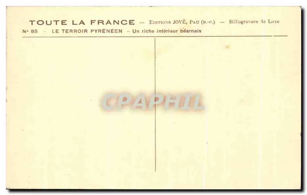 Das pyreneische Land — Ein reicher Béarn-Innenraum — Éditions Jové, Pau (B.-P.) - Rückseite
