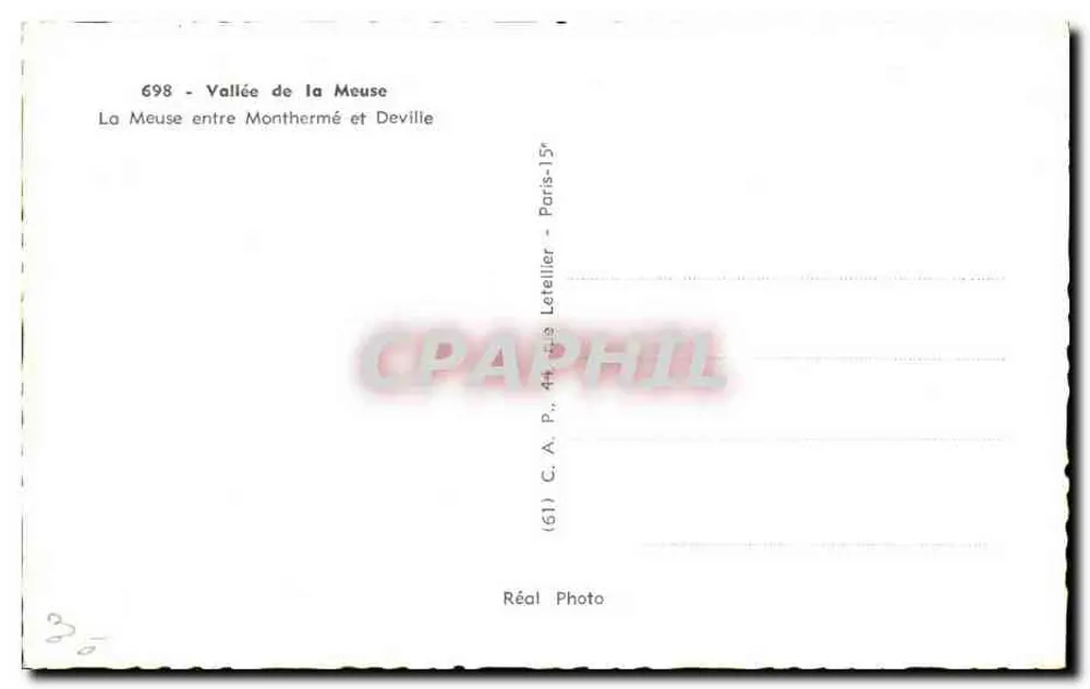 Vale da Meuse — A Meuse entre Monthermé e Deville — C.A.P. Letellier - Verso