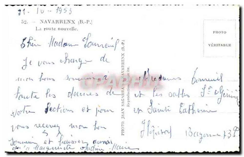 Navarrenx — A nova estrada — Foto Jean Sagara - Verso