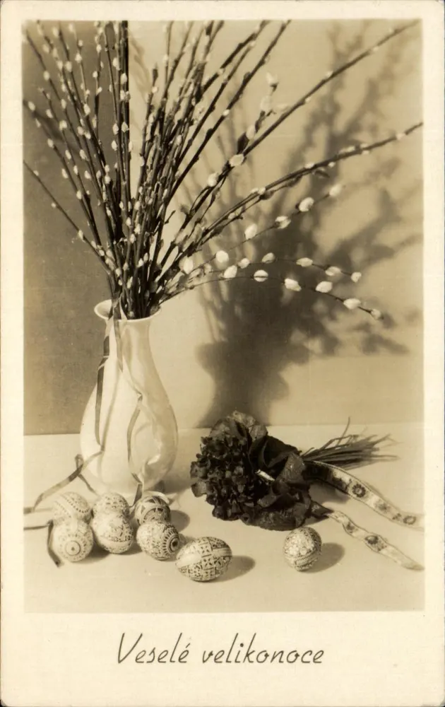 Flores de salgueiro e ovos de Páscoa — Feliz Páscoa — ORBIS - Frente