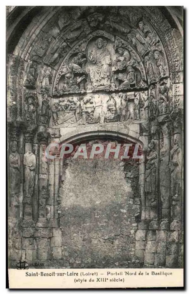 Saint-Benoît-sur-Loire (Loiret) — Nordportal der Basilika (Stil des 13. Jahrhunderts) — L. Lenormand, Orléans - Vorderseite