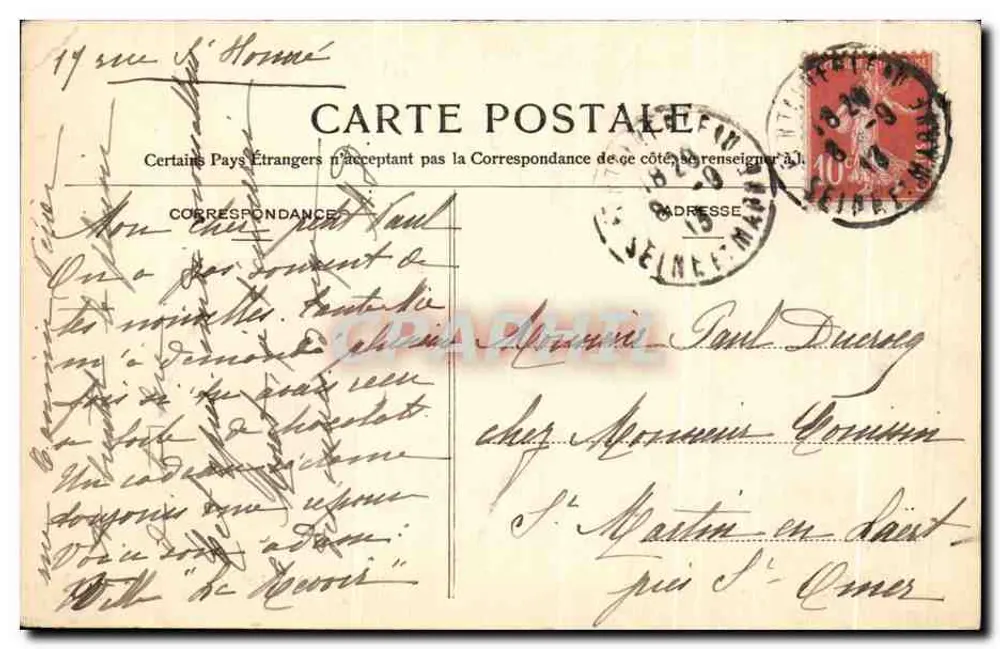 Palácio de Fontainebleau — Quarto de Abdição — editor T. F. n°40 - Verso
