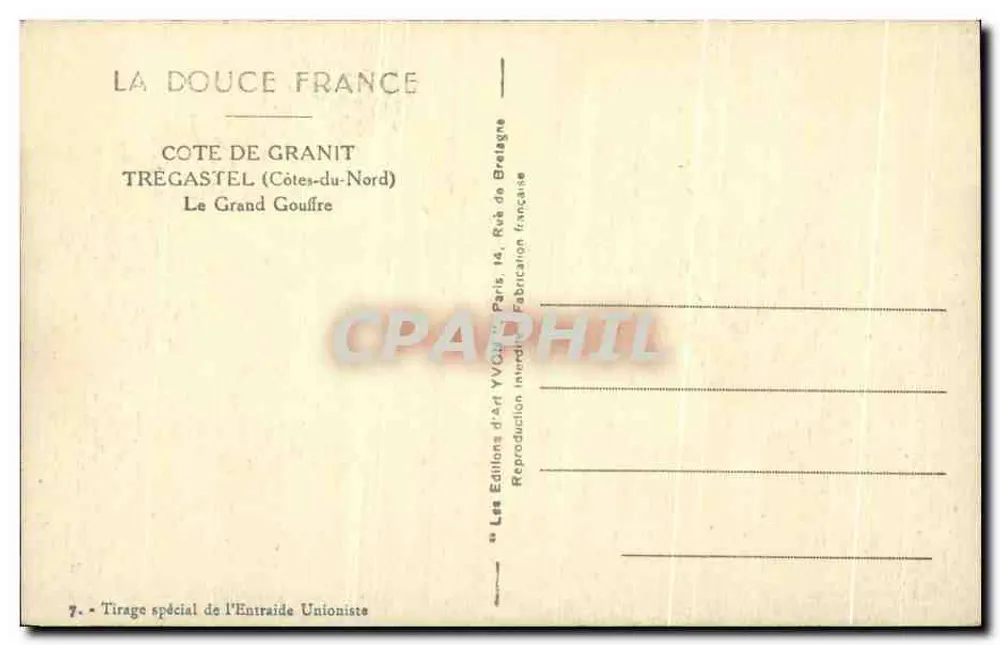 Granitküste — Trégastel (Côtes-du-Nord) — Der Große Gouffre — Art Editions Yvon - Rückseite