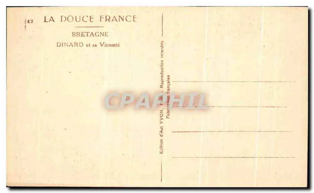 Dinard e sua Vicomtia — Bretanha — Edição de Arte YVON, n°17 - Verso