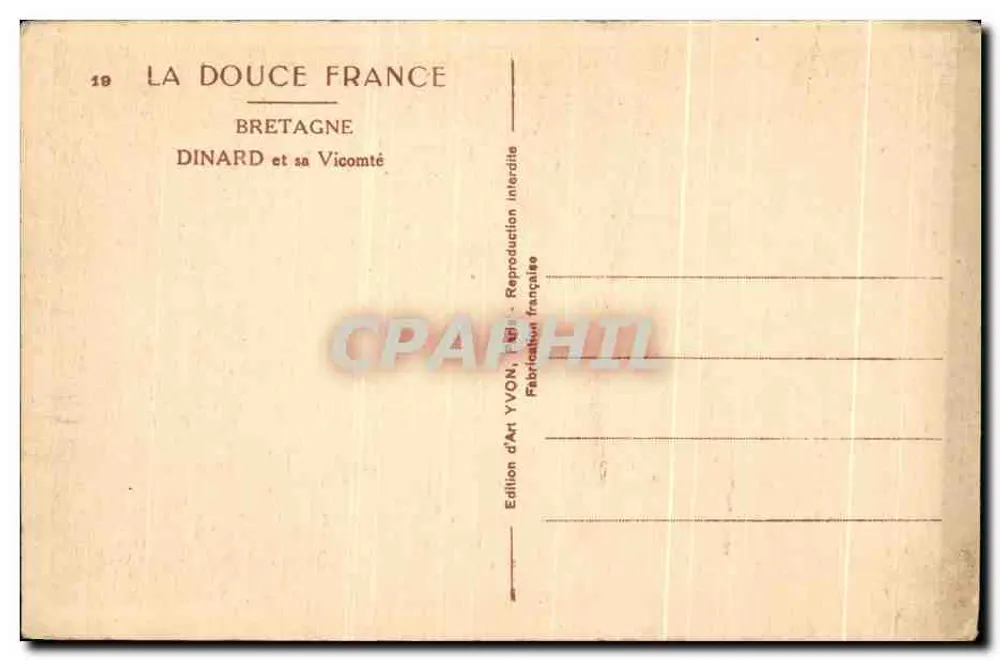 Dinard en haar Vicomté — Bretagne — Kunstuitgave YVON - Achterkant
