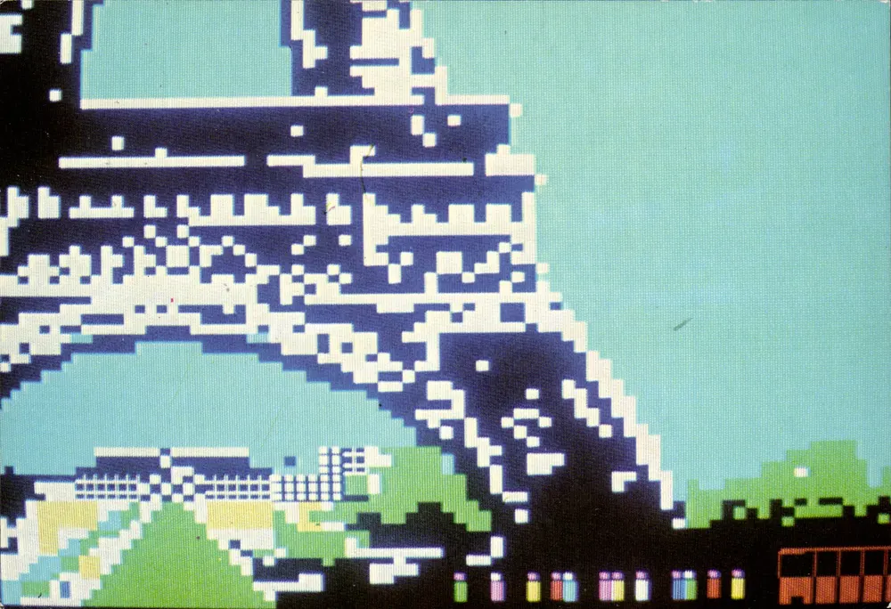 A Torre Eiffel — ilustração pixelizada — Edições F. Nugeron, n° H 434 - Frente