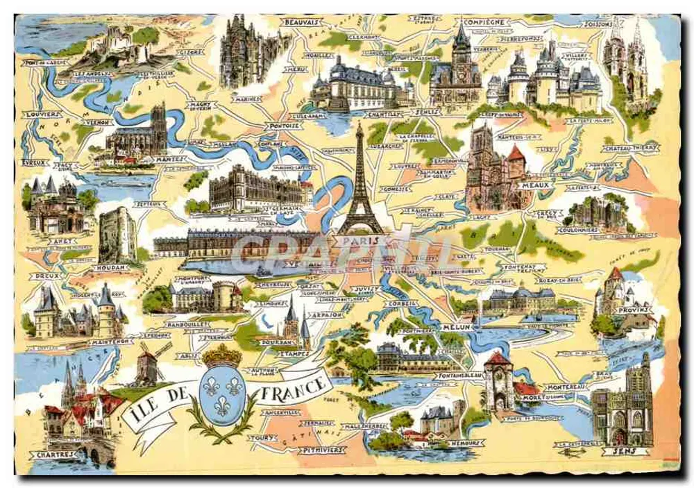 Île-de-France — carte postale illustrée — Éditions GA8Y - Recto
