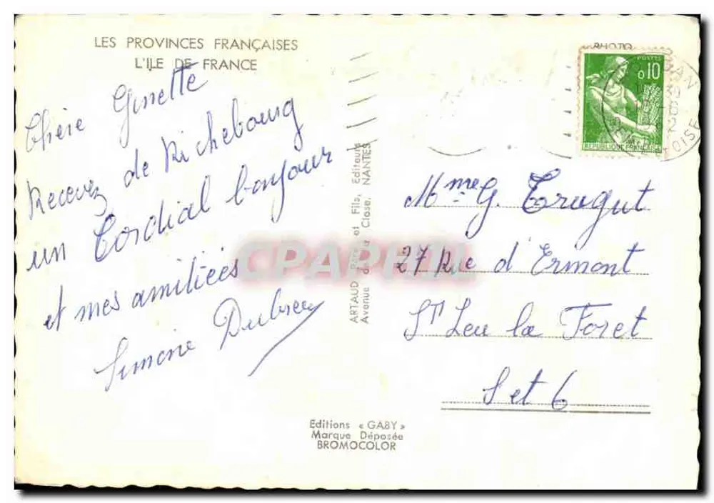 Île-de-France — carte postale illustrée — Éditions GA8Y - Verso