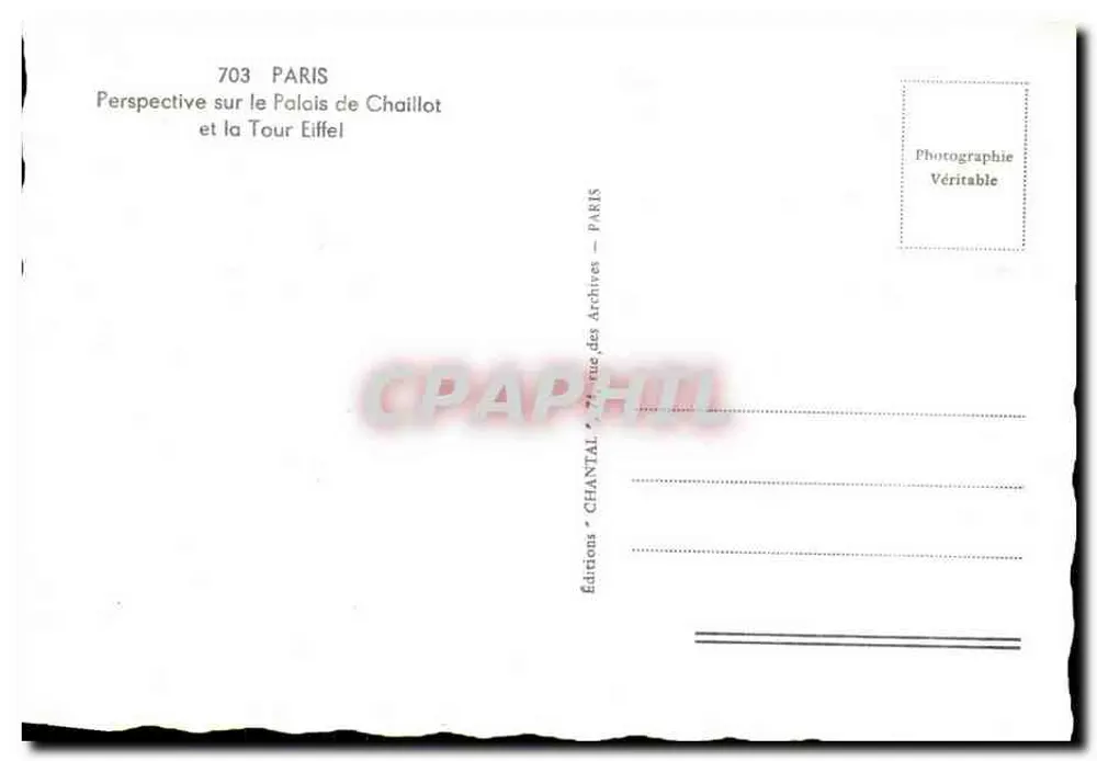 París — Perspectiva sobre el Palacio de Chaillot y la Torre Eiffel — Chantal - Reverso