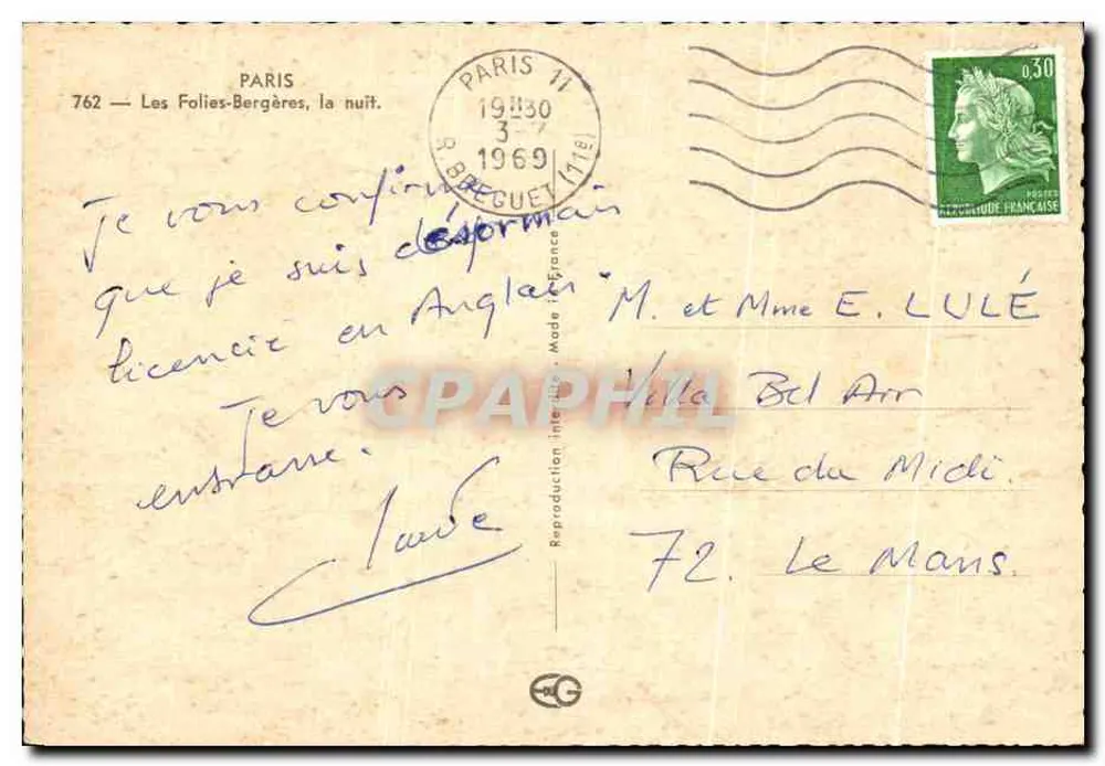 Les Folies-Bergères — noite — editor Nicolas, n°762 - Verso