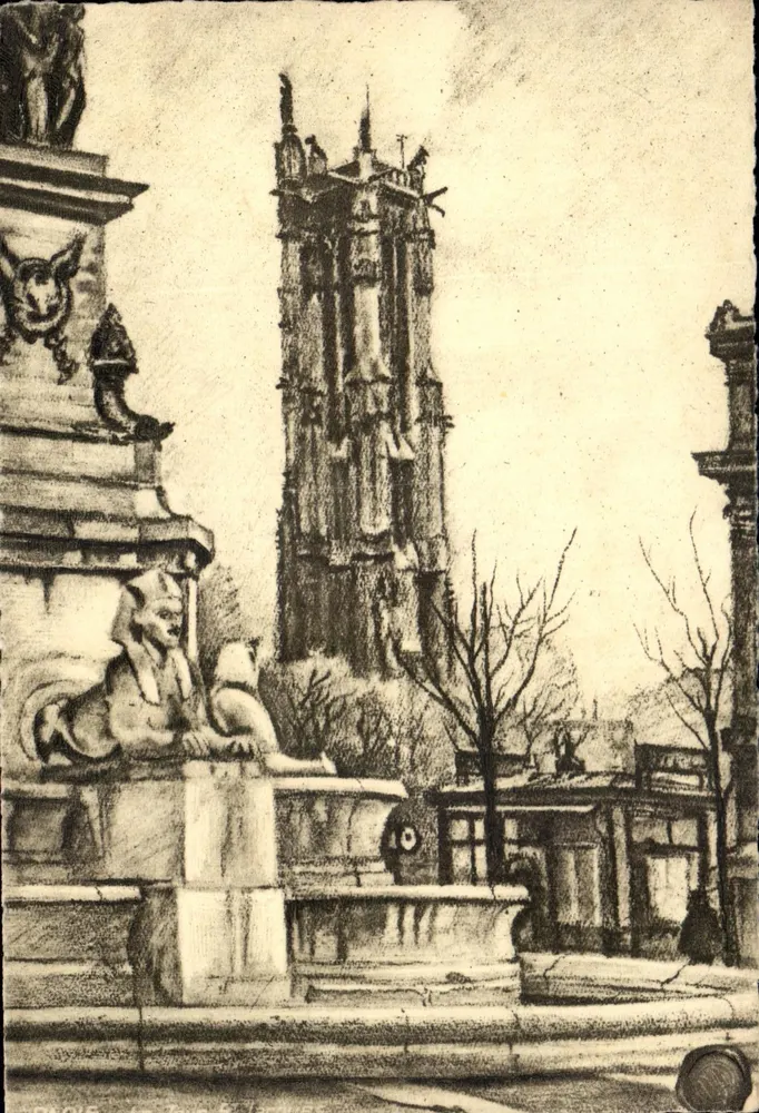 Platz des Châtelets und Turm Saint-Jacques — Paris — Ausgabe Les Sanguines de Paul Branche, n°205 - Vorderseite