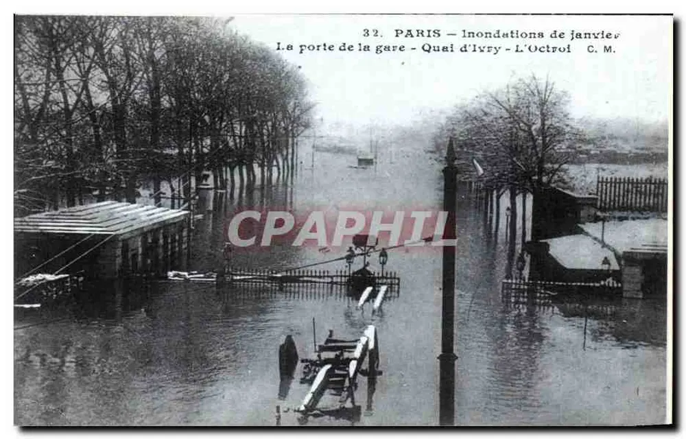 Paris — Überschwemmungen im Januar — Die Tür der Station - Quai d'Ivry — C.M. - Vorderseite