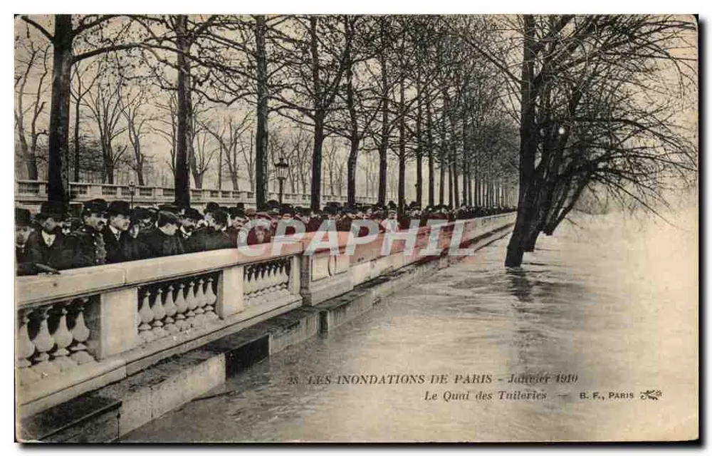 Die Überschwemmungen in Paris - Januar 1910 — Der Tuilerien-Quai — B.F., Paris - Vorderseite