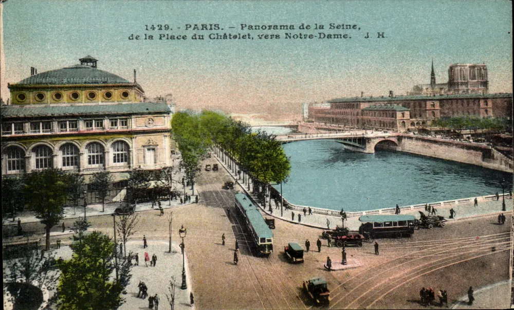 Paris — Panorama der Seine, von der Place du Châtelet aus Richtung Notre-Dame — J. H. — n° 1429 - Vorderseite