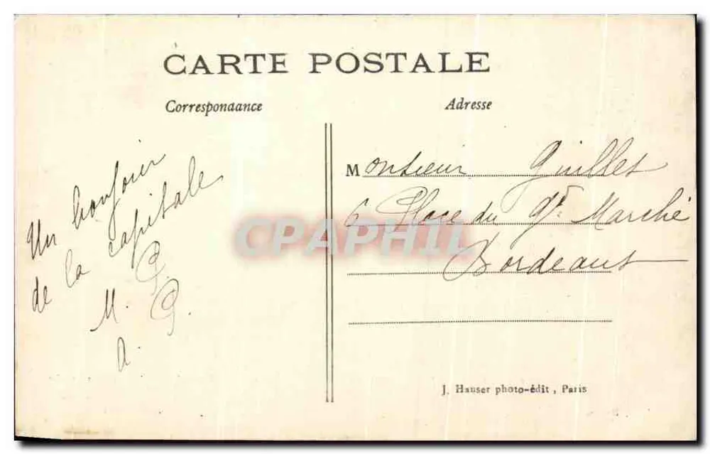 Paris – Luftbild des Arc de Triomphe de l’Étoile aus einem Ballon – J. Hauser photo-édit, Paris, Nr. 945 - Rückseite