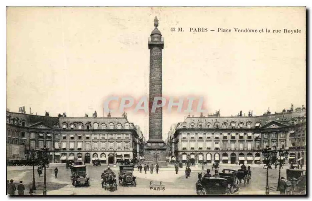 Place Vendôme e a rue Royale — Paris — F. F. Paris, n° 42 M - Frente