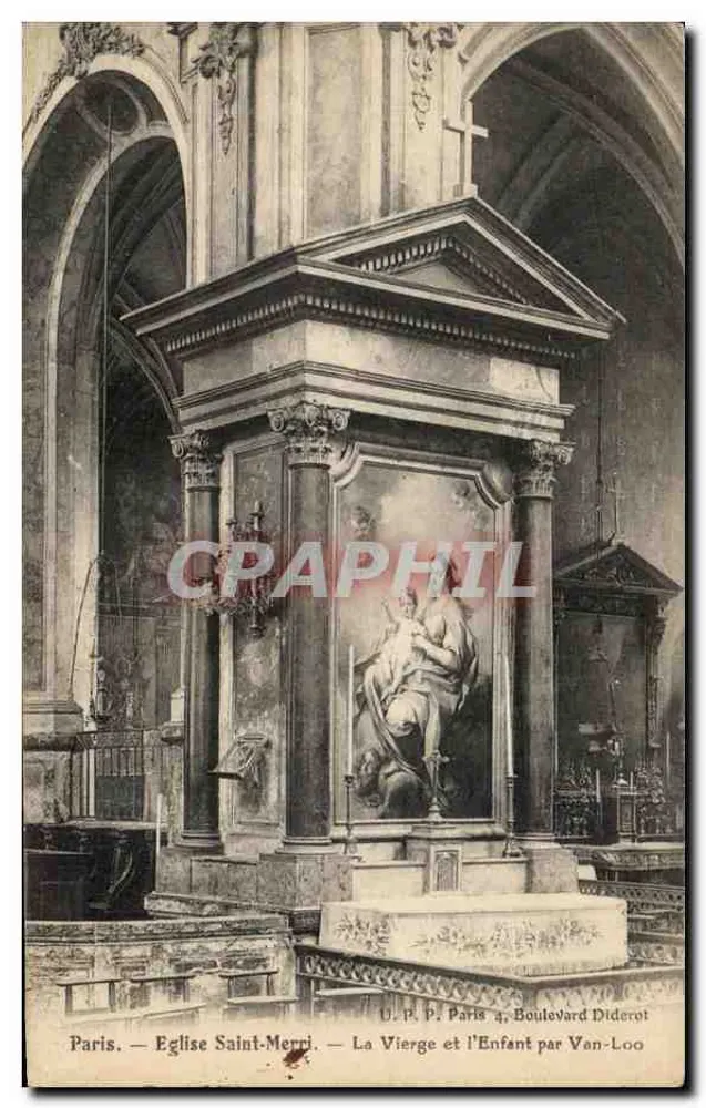 Kirche Saint-Merri — Die Jungfrau und das Kind von Van-Loo — U.P.P. Paris 4, Boulevard Diderot - Vorderseite