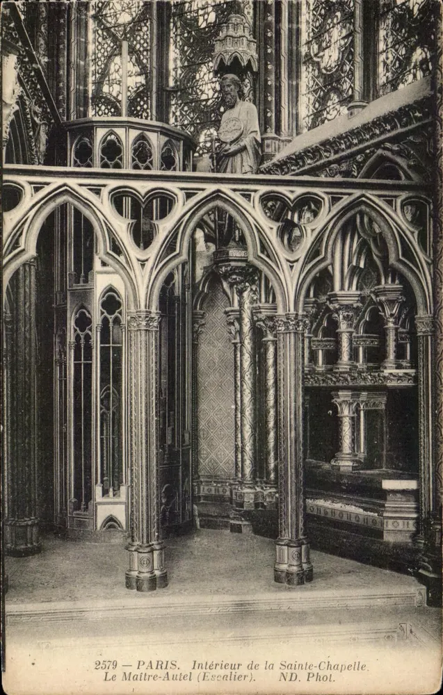 Innenansicht der Sainte-Chapelle — Der Meisteraltar (Treppe) — ND. Phot. n°2579 - Vorderseite