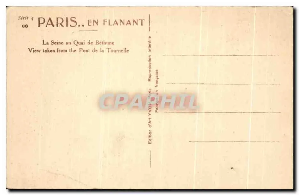 Paris. Spaziergang — Die Seine am Quai de Béthune — Édition d'Art YVON - Rückseite
