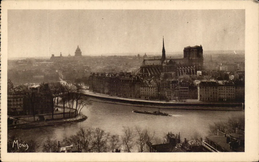 Vista de Paris — Panorama do rio Sena, Notre-Dame e o Panteão — Mong - Frente