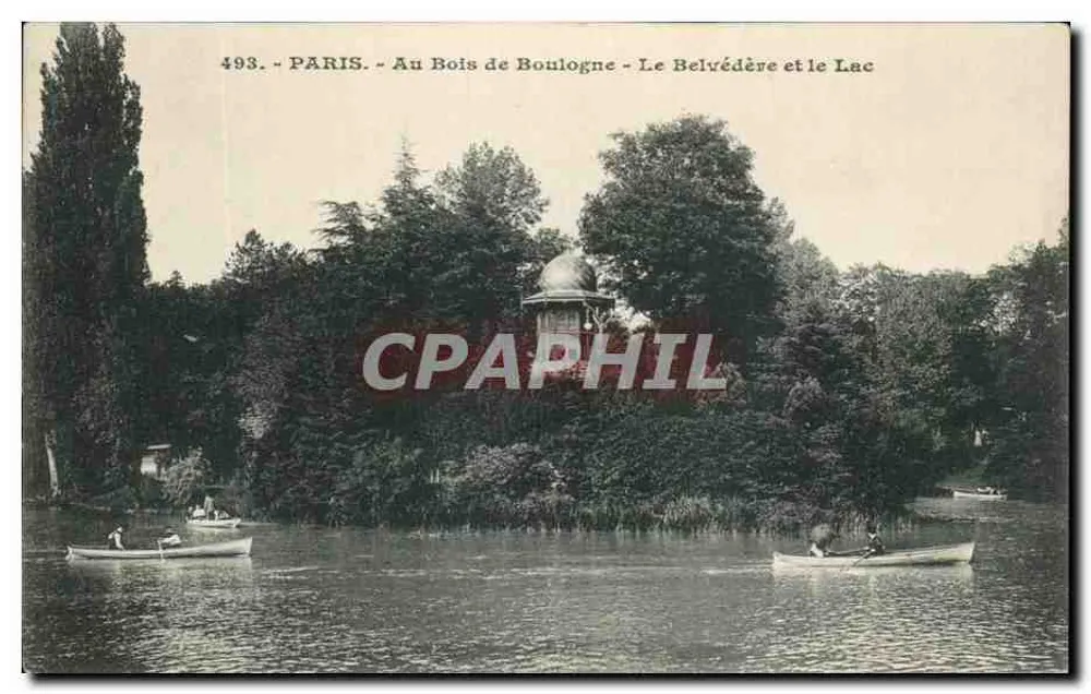 Paris - Im Bois de Boulogne - Der Belvedere und der See - Vorderseite