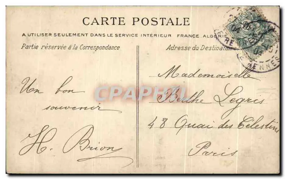 Cascaden des Ruisseau de Longchamps — Bois de Boulogne — C. L. C. n°485 - Rückseite