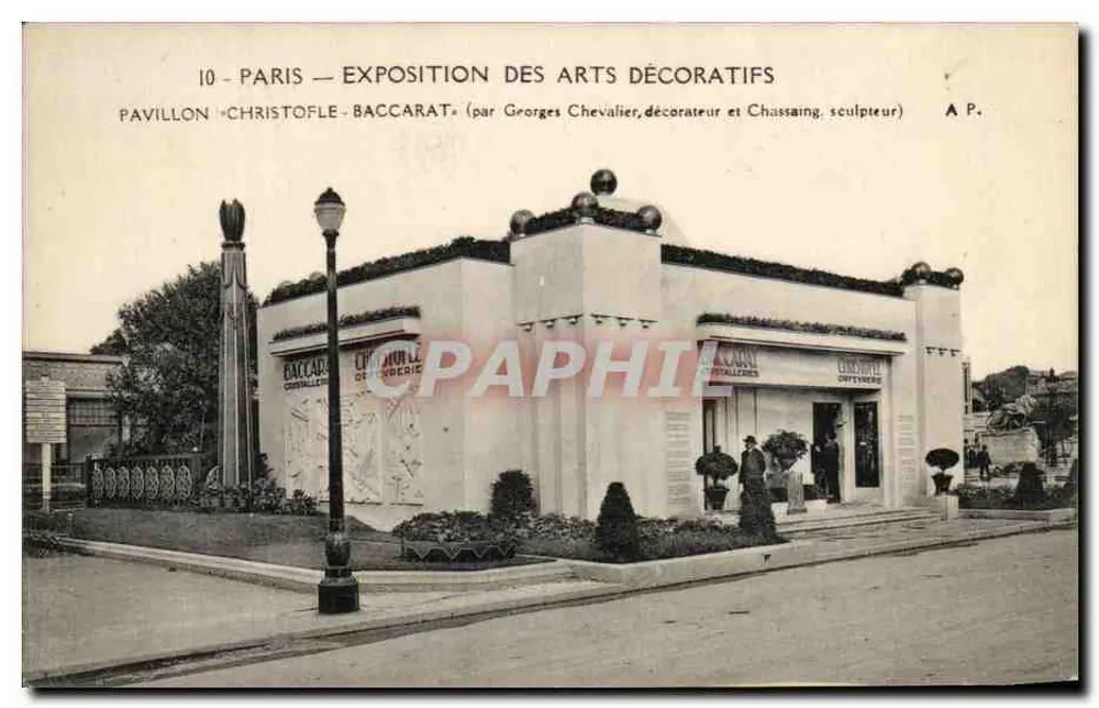 Paris — Exposition des Arts Décoratifs — Pavillon Christofle-Baccarat (von Georges Chevalier, Dekorateur und Chassaing, Bildhauer) - Vorderseite