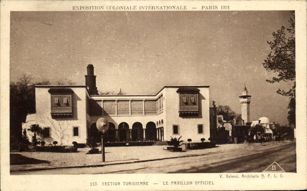Internationale Kolonialausstellung — Paris 1931 — tunesische Abteilung — Offizieller Pavillon — Architekt V. Valensi - Vorderseite