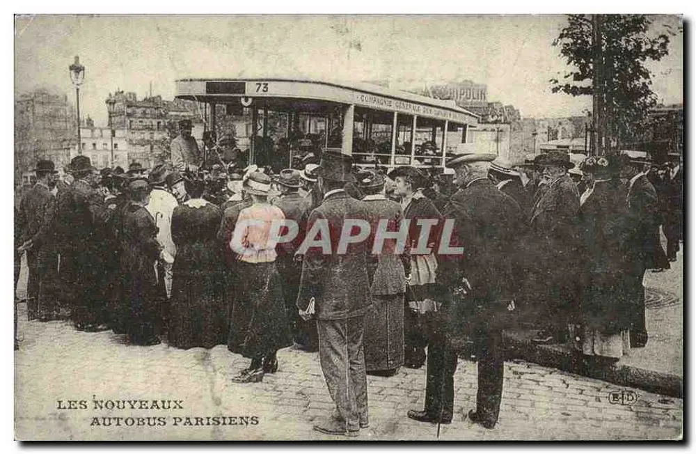 Os novos ônibus de Paris — Compagnie Centrale dos Omnibus, linha 73 — Édition EID - Frente