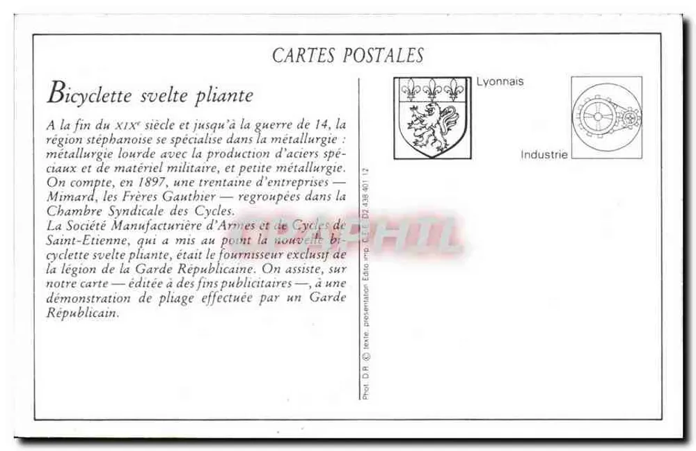 Faltbare Svelte Fahrrad — Société Manufacturière d'Armes et Cycles de Saint-Étienne — veröffentlicht von Lyonnaise - Rückseite