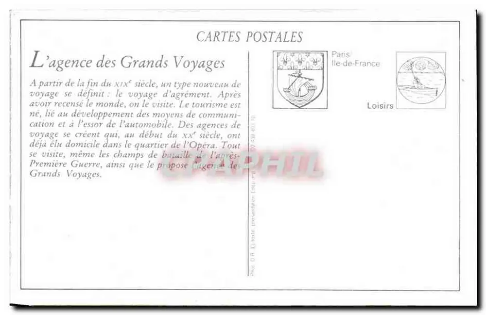 Abfahrt einer Tour der Agence des Grands Voyages — 38, Boulevard des Italiens, 1, rue du Helder, Paris - Rückseite
