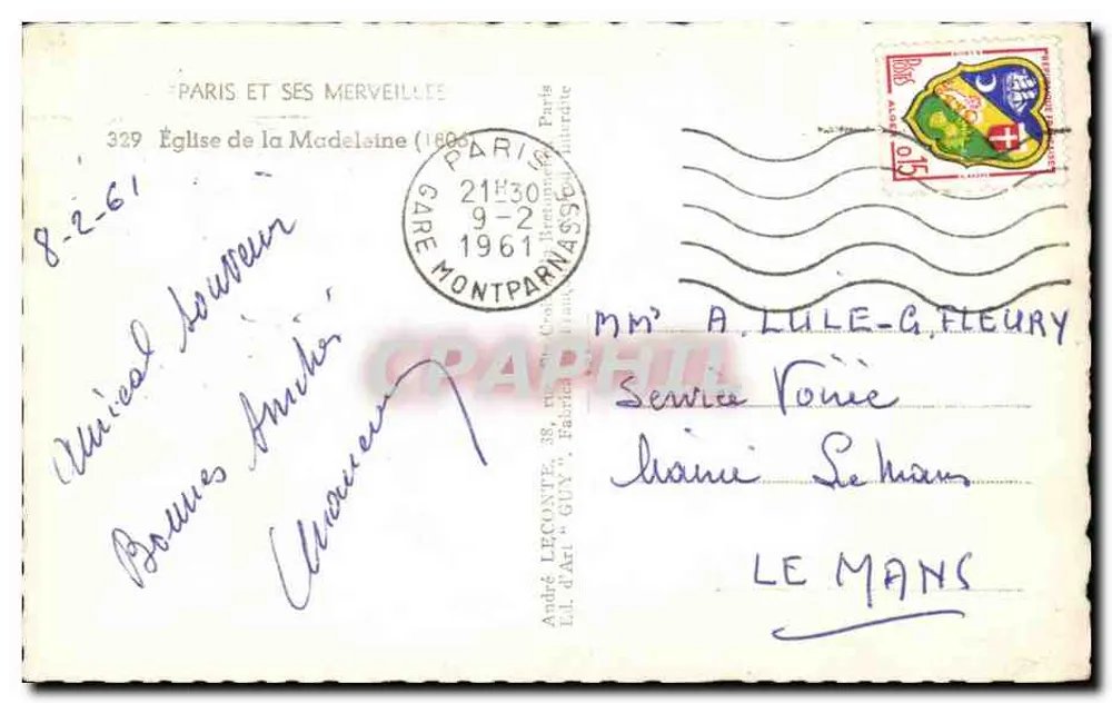 Kirche der Madeleine — Paris — Verlag Guy - Rückseite